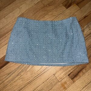 Edikted Sparkling Light Blue Mini Skirt